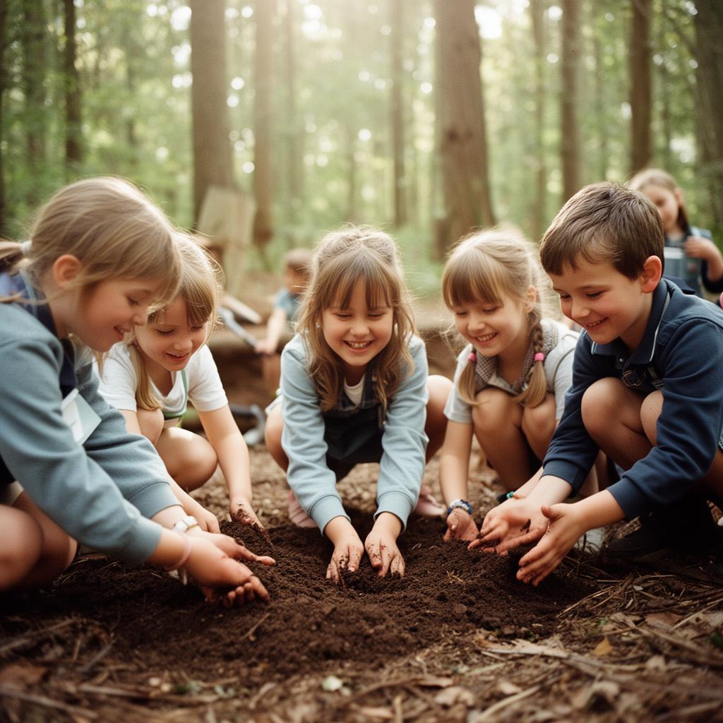 Bambini in attività di educazione all'aperto